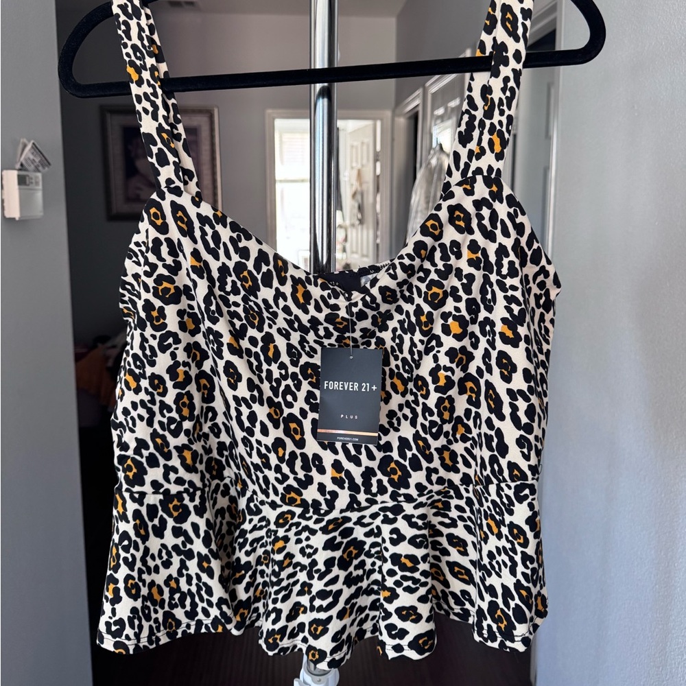 Forever 21 Plus Size Leopard Print Peplum Tank Top